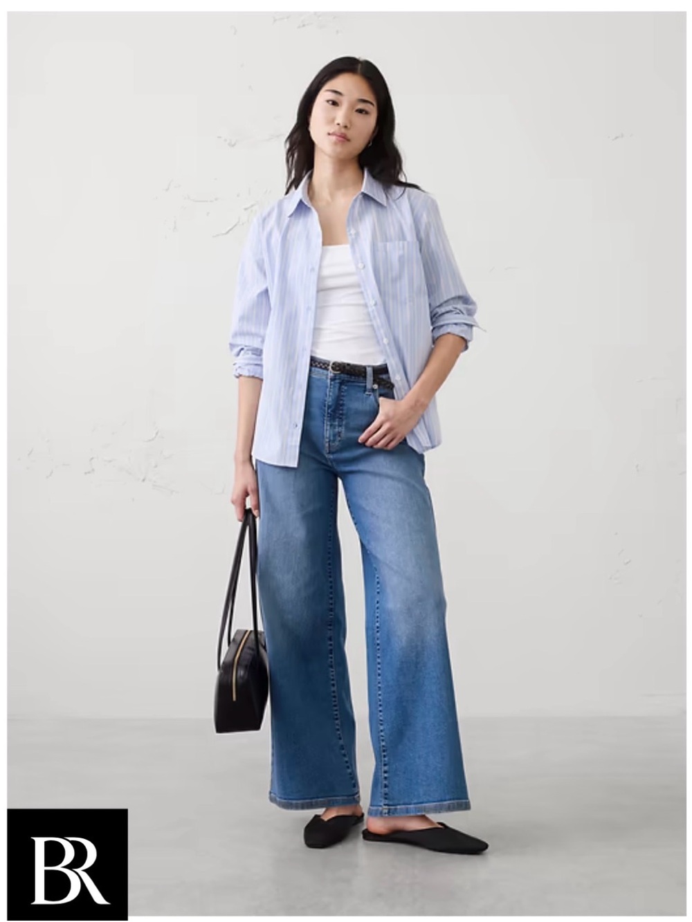 Perfect poplin shirt opal blue strip
